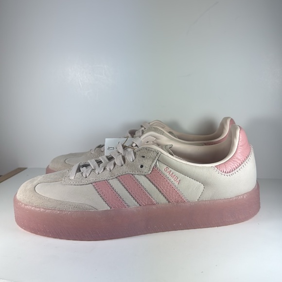 Adidas Sambae Wonder Quartz Women's Size 8.5 Cream Pink Leather Suede Sneakers - Picture 2 of 12